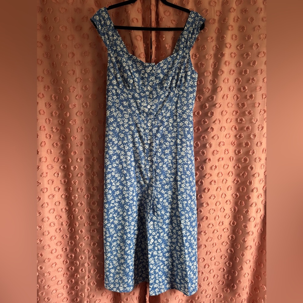 Midi summer blue floral summer dress